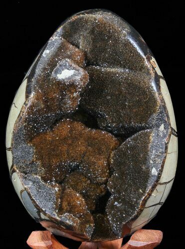 Septarian Dragon Egg Geode - Black Crystals #40937